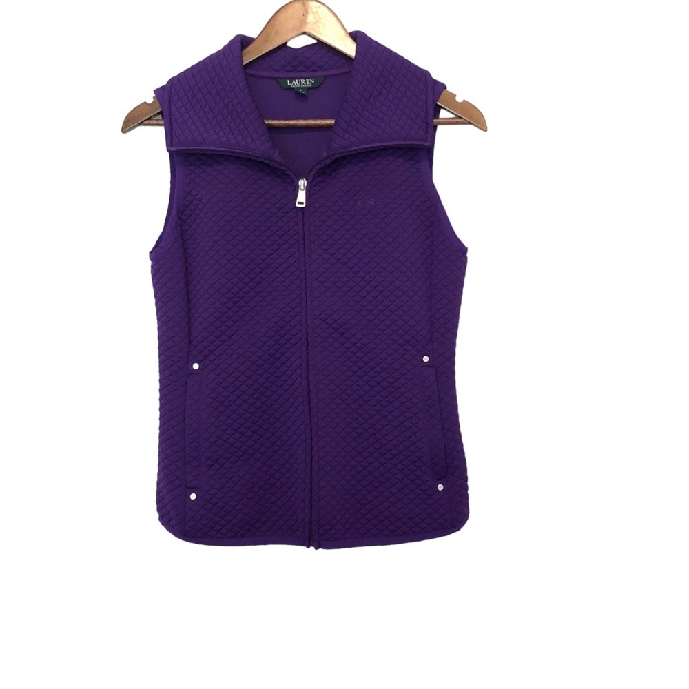 Lauren Ralph‎ Lauren Purple Quilted Zip Vest Size Small